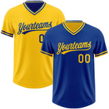 Custom Royal-Yellow Reversible Pullover Baseball Jersey Shirt