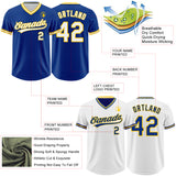 Custom Royal White-Yellow Reversible Pullover Baseball Jersey Shirt