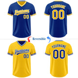 Custom Royal Yellow-White Reversible Pullover Baseball Jersey Shirt