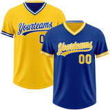 Custom Royal Yellow-White Reversible Pullover Baseball Jersey Shirt