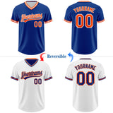 Custom Royal Orange-White Reversible Pullover Baseball Jersey Shirt