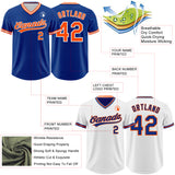 Custom Royal Orange-White Reversible Pullover Baseball Jersey Shirt