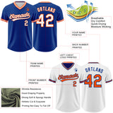Custom Royal White-Orange Reversible Pullover Baseball Jersey Shirt