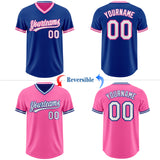 Custom Royal White-Pink Reversible Pullover Baseball Jersey Shirt