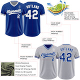 Custom Royal White-Gray Reversible Pullover Baseball Jersey Shirt