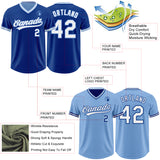 Custom Royal White-Light Blue Reversible Pullover Baseball Jersey Shirt