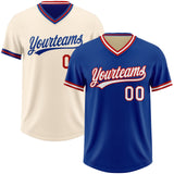 Custom Royal Cream Reversible Pullover Baseball Jersey Shirt