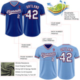 Custom Royal Light Blue Reversible Pullover Baseball Jersey Shirt