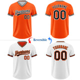 Custom Orange Black-White Reversible Pullover Baseball Jersey Shirt