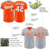 Custom Orange White-Gray Reversible Pullover Baseball Jersey Shirt