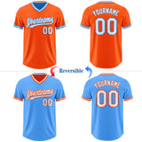 Custom Orange White-Electric Blue Reversible Pullover Baseball Jersey Shirt