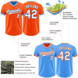 Custom Orange White-Electric Blue Reversible Pullover Baseball Jersey Shirt