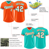Custom Orange White-Aqua Reversible Pullover Baseball Jersey Shirt