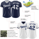 Custom Navy-White Reversible Pullover Baseball Jersey Shirt