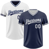 Custom Navy-White Reversible Pullover Baseball Jersey Shirt