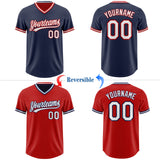 Custom Navy White-Red Reversible Pullover Baseball Jersey Shirt
