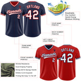 Custom Navy White-Red Reversible Pullover Baseball Jersey Shirt