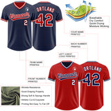 Custom Navy Red-White Reversible Pullover Baseball Jersey Shirt
