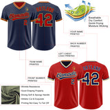 Custom Navy Red-Old Gold Reversible Pullover Baseball Jersey Shirt