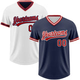 Custom Navy Red-White Reversible Pullover Baseball Jersey Shirt