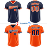 Custom Navy Orange-White Reversible Pullover Baseball Jersey Shirt
