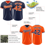 Custom Navy Orange-White Reversible Pullover Baseball Jersey Shirt