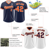 Custom Navy Orange-White Reversible Pullover Baseball Jersey Shirt