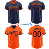 Custom Navy-Orange Reversible Pullover Baseball Jersey Shirt