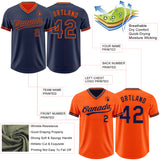Custom Navy-Orange Reversible Pullover Baseball Jersey Shirt