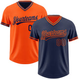Custom Navy-Orange Reversible Pullover Baseball Jersey Shirt
