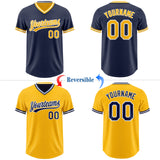 Custom Navy Gold-White Reversible Pullover Baseball Jersey Shirt