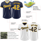 Custom Navy Gold-White Reversible Pullover Baseball Jersey Shirt