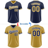Custom Navy Old Gold-White Reversible Pullover Baseball Jersey Shirt