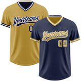 Custom Navy Old Gold-White Reversible Pullover Baseball Jersey Shirt