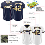 Custom Navy White-Old Gold Reversible Pullover Baseball Jersey Shirt