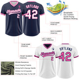 Custom Navy White-Pink Reversible Pullover Baseball Jersey Shirt