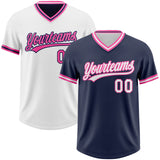 Custom Navy White-Pink Reversible Pullover Baseball Jersey Shirt