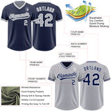 Custom Navy Gray-White Reversible Pullover Baseball Jersey Shirt