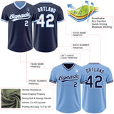 Custom Navy White-Light Blue Reversible Pullover Baseball Jersey Shirt