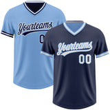 Custom Navy White-Light Blue Reversible Pullover Baseball Jersey Shirt