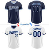 Custom Navy White-Light Blue Reversible Pullover Baseball Jersey Shirt
