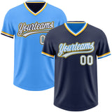 Custom Navy White Electric Blue-Gold Reversible Pullover Baseball Jersey Shirt