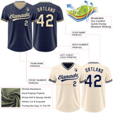 Custom Navy-Cream Reversible Pullover Baseball Jersey Shirt