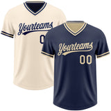 Custom Navy-Cream Reversible Pullover Baseball Jersey Shirt