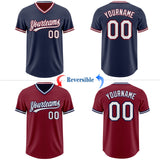 Custom Navy White-Crimson Reversible Pullover Baseball Jersey Shirt