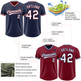 Custom Navy White-Crimson Reversible Pullover Baseball Jersey Shirt