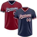 Custom Navy White-Crimson Reversible Pullover Baseball Jersey Shirt