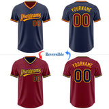 Custom Navy Crimson-Gold Reversible Pullover Baseball Jersey Shirt