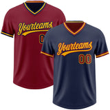 Custom Navy Crimson-Gold Reversible Pullover Baseball Jersey Shirt