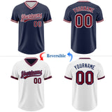 Custom Navy Crimson-White Reversible Pullover Baseball Jersey Shirt
